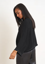 Black satin short kimono