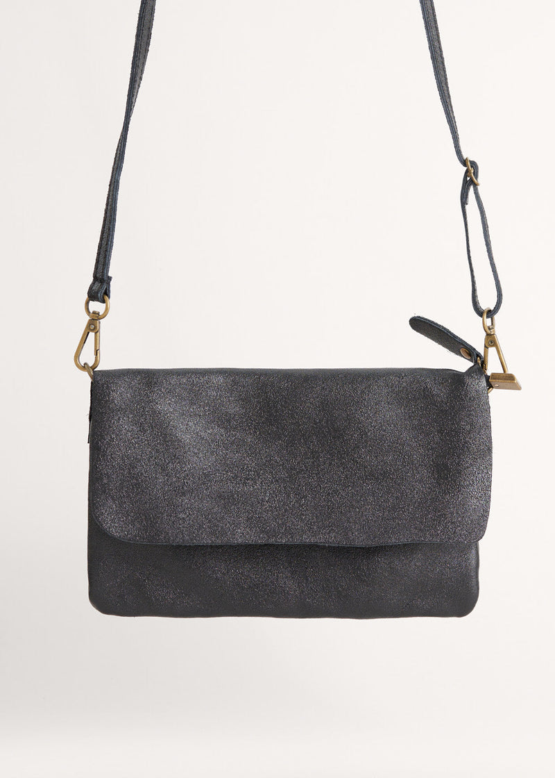 Black metallic clutch bag