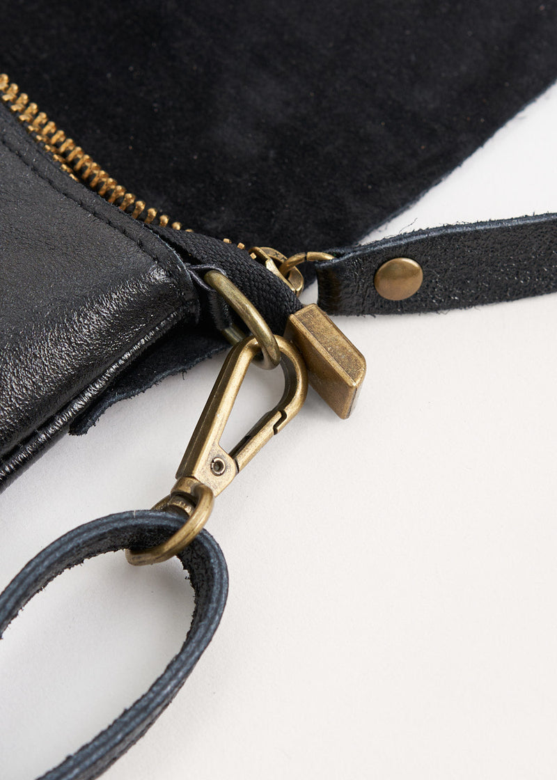 Black metallic clutch bag