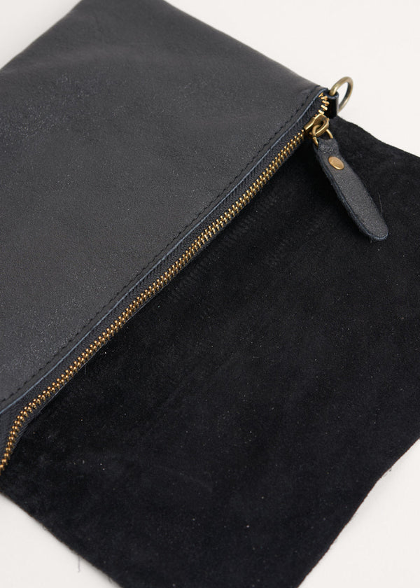 Black metallic clutch bag