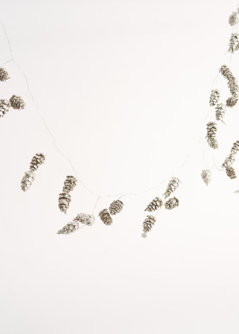 Silver glitter cone garland