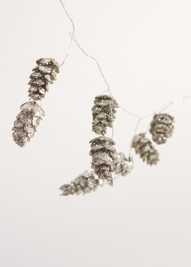 Silver glitter cone garland