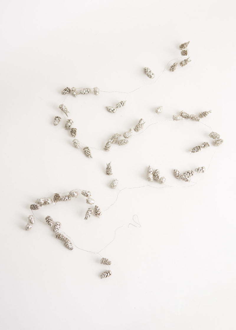 Silver glitter cone garland