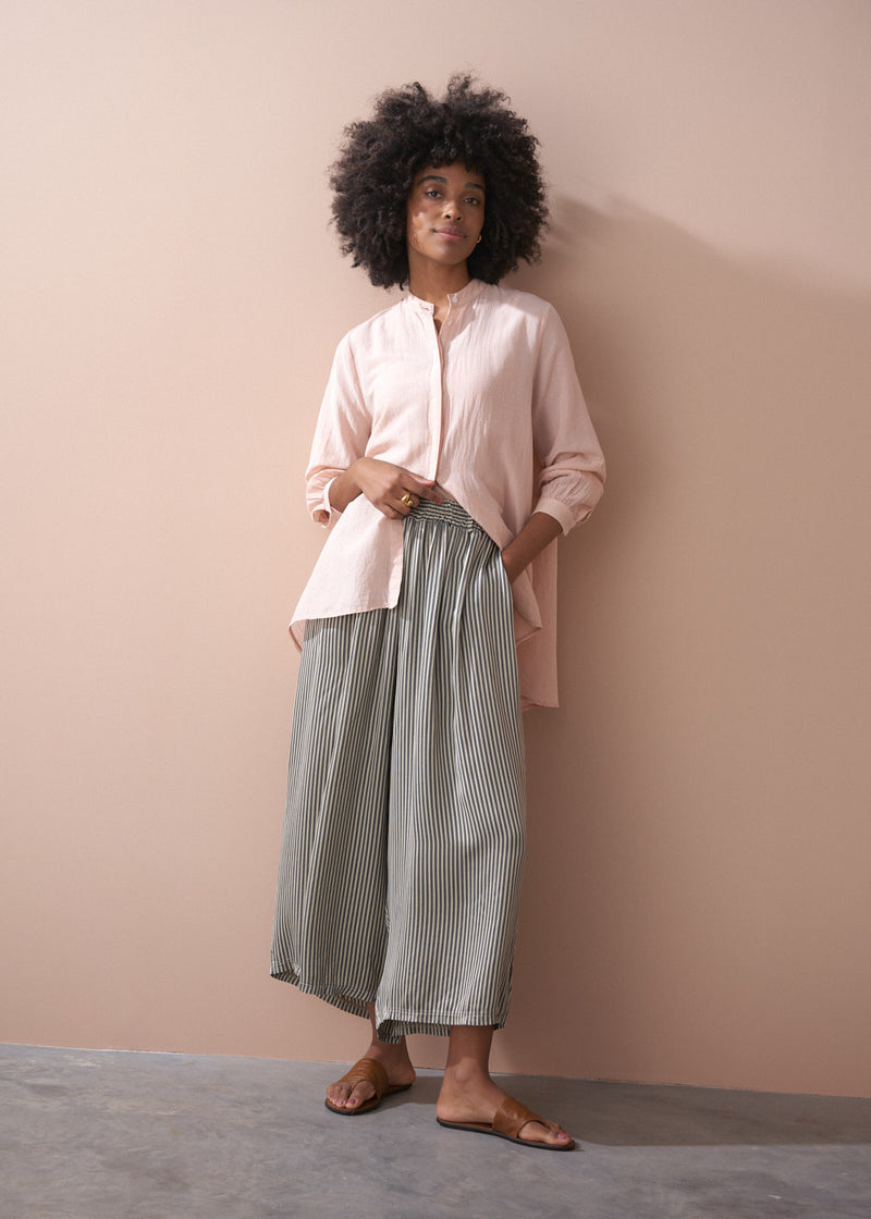 Wide leg striped floaty trousers