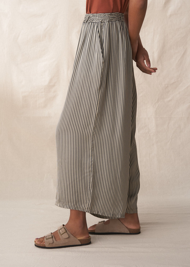 Wide leg striped floaty trousers