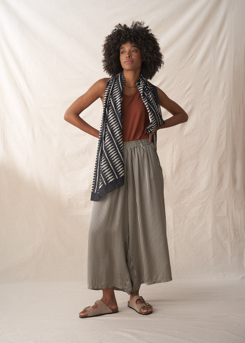 Wide leg striped floaty trousers
