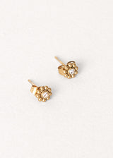 Small flower stud earrings with crystals