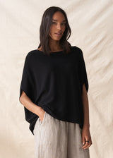 Black fine knit layering top