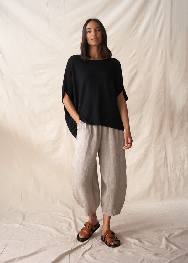 Black fine knit layering top