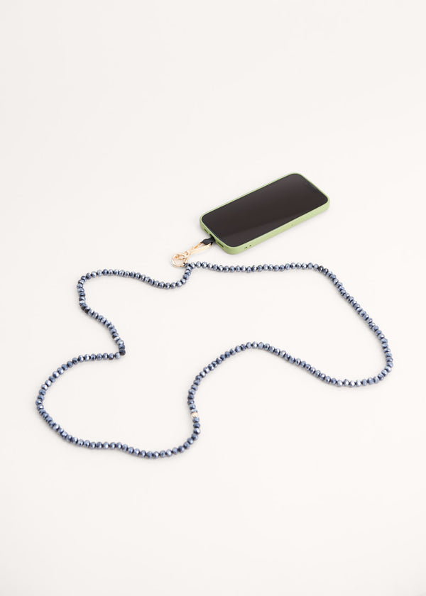 Dark blue crystal phone lanyard
