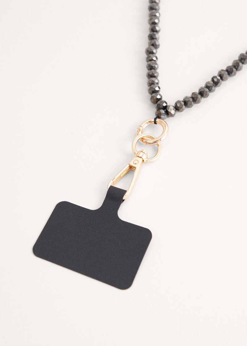 Dark grey crystal phone lanyard