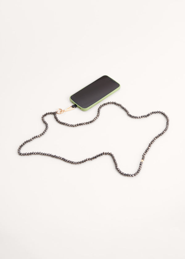 Dark grey crystal phone lanyard