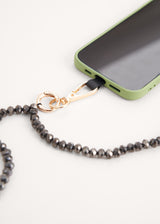 Dark grey crystal phone lanyard