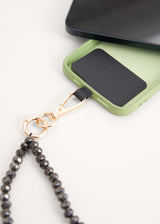 Dark grey crystal phone lanyard