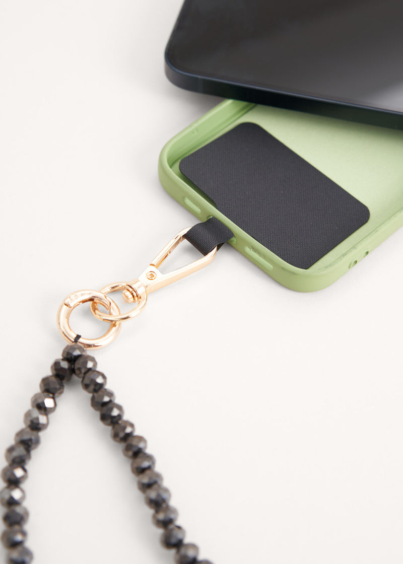 Dark grey crystal phone lanyard