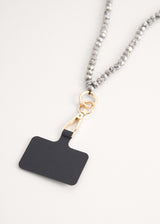 Grey crystal phone lanyard