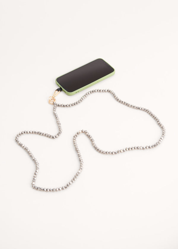 Grey crystal phone lanyard