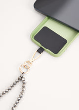 Grey crystal phone lanyard