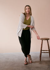 Open knit pale beige cardigan