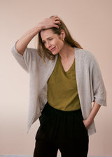 Open knit pale beige cardigan