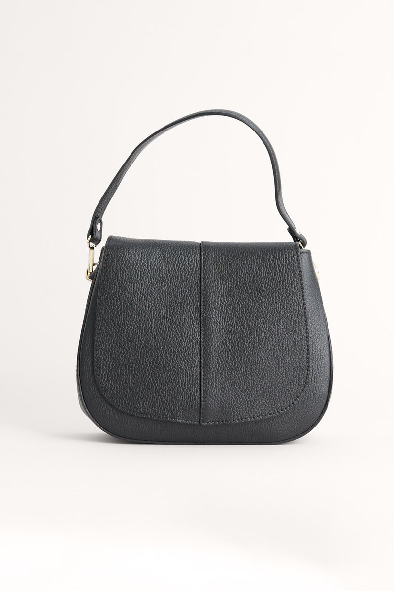 Black leather handbag