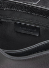 Black leather handbag