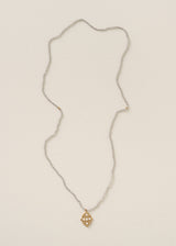 Grey beaded necklace with gold pendant