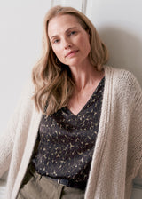 SKYE LEOPARD SATIN TOP - KHAKI