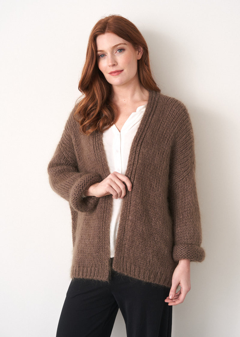 Dina Chunky Knit Cardigan Stone Knitwear BUSBY FOX