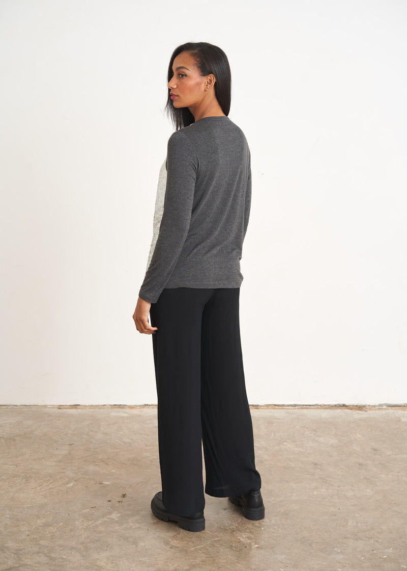 Grey contrast sequin top