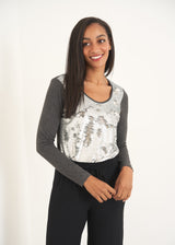 Grey contrast sequin top