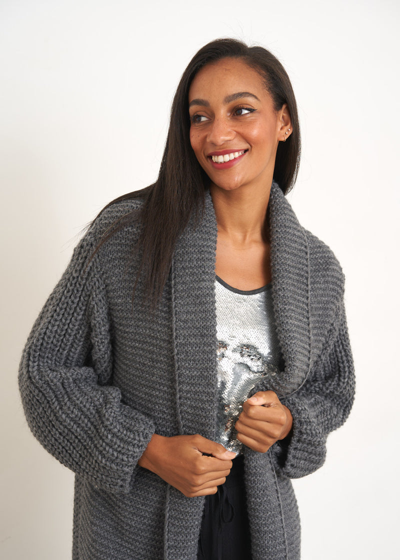 Grey contrast sequin top