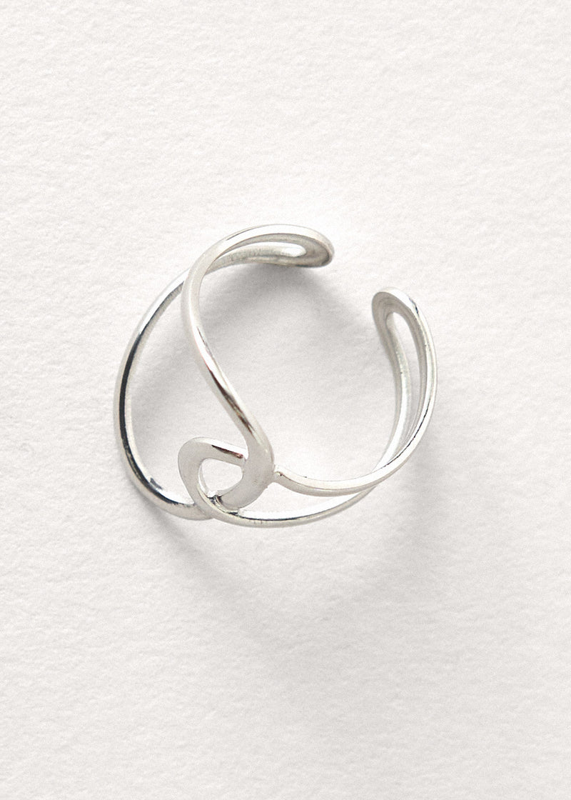 Silver twisted hoop ring