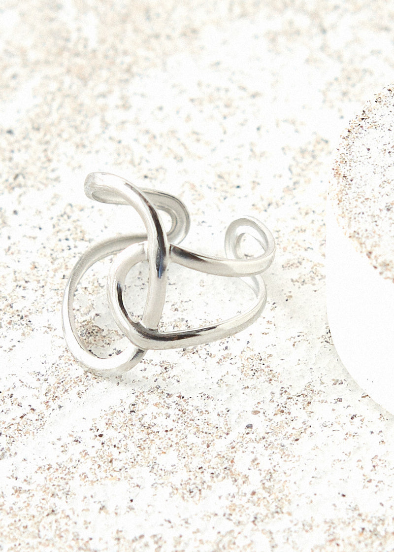 Silver twisted hoop ring