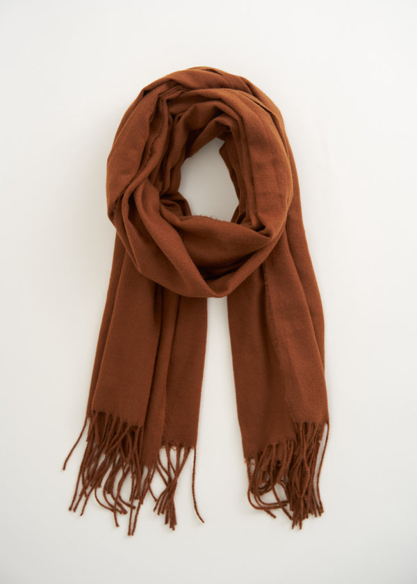 Brown tassel scarf