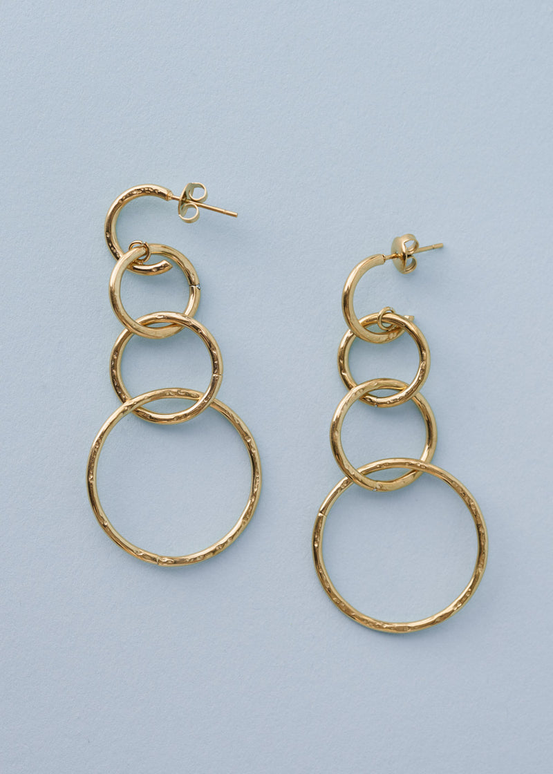 Gold loop drop earrings