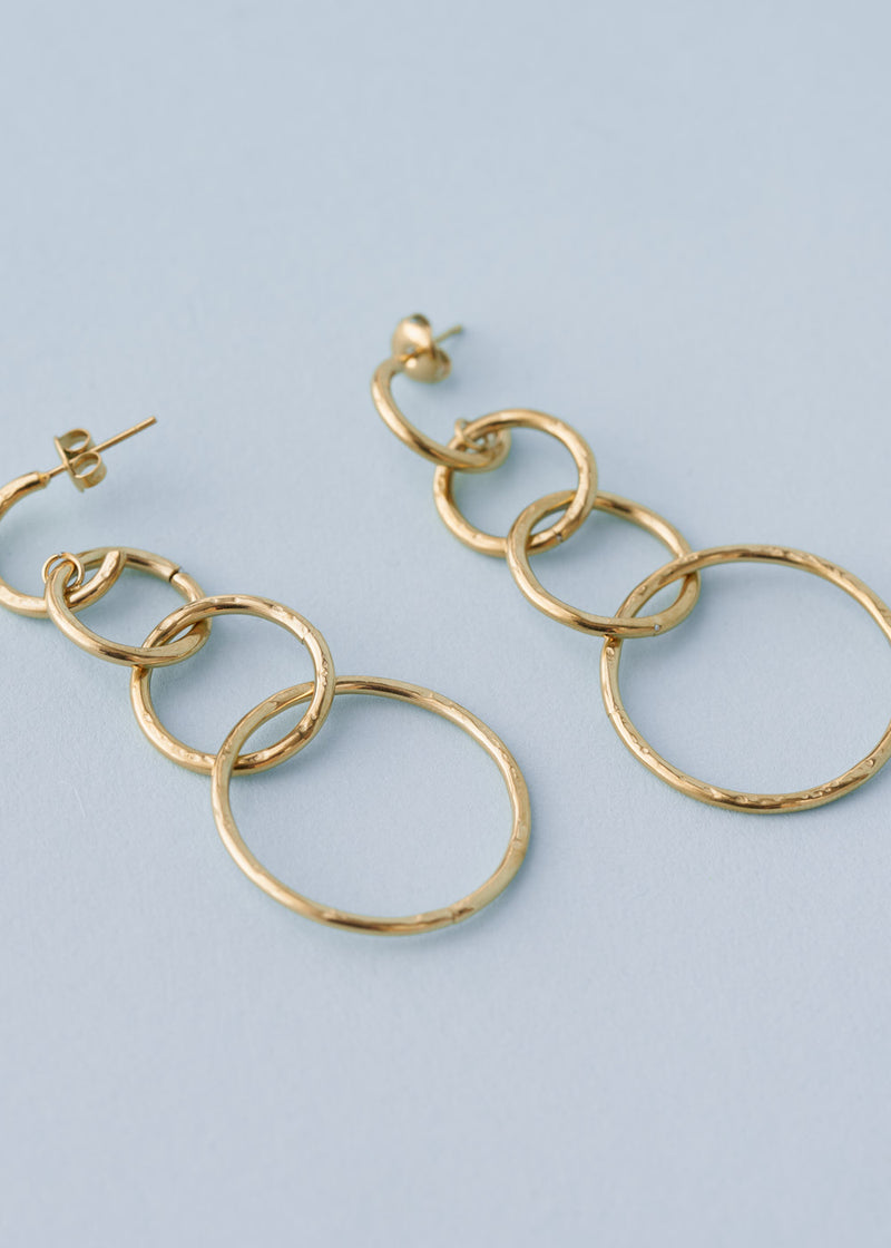Gold loop drop earrings