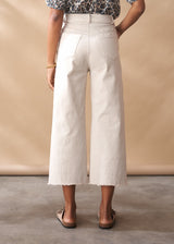 Oatmeal wide leg cotton trousers