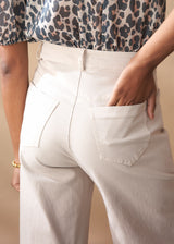 Oatmeal wide leg cotton trousers