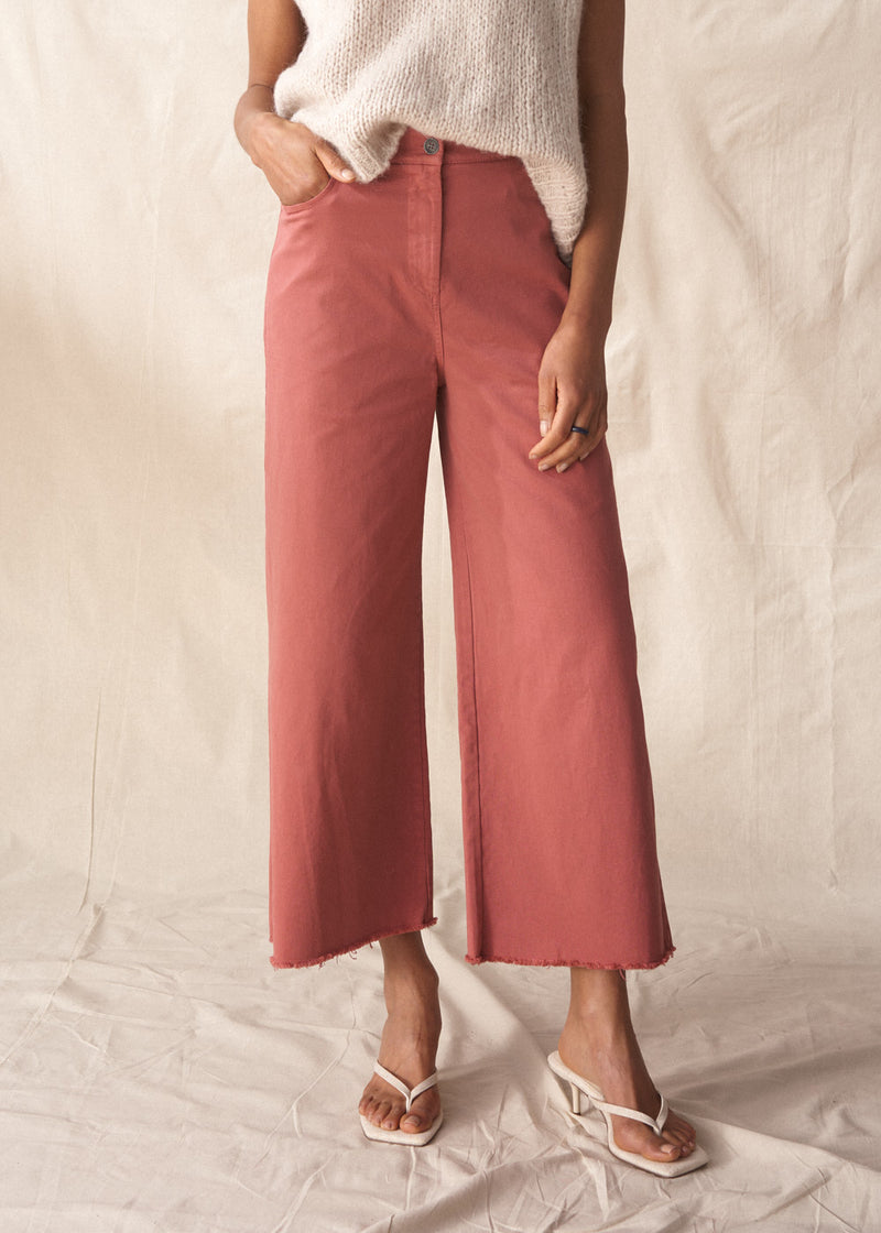 Dark pink stretch cotton trousers