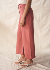Dark pink stretch cotton trousers