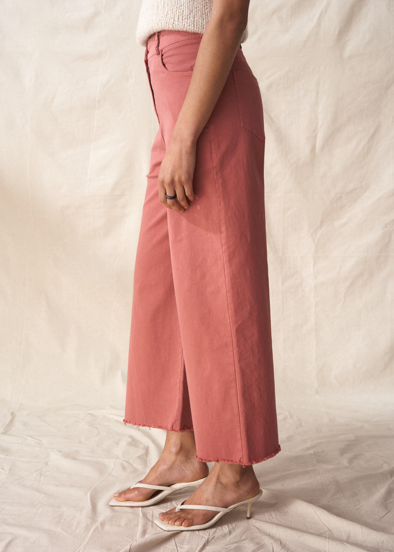 Dark pink stretch cotton trousers