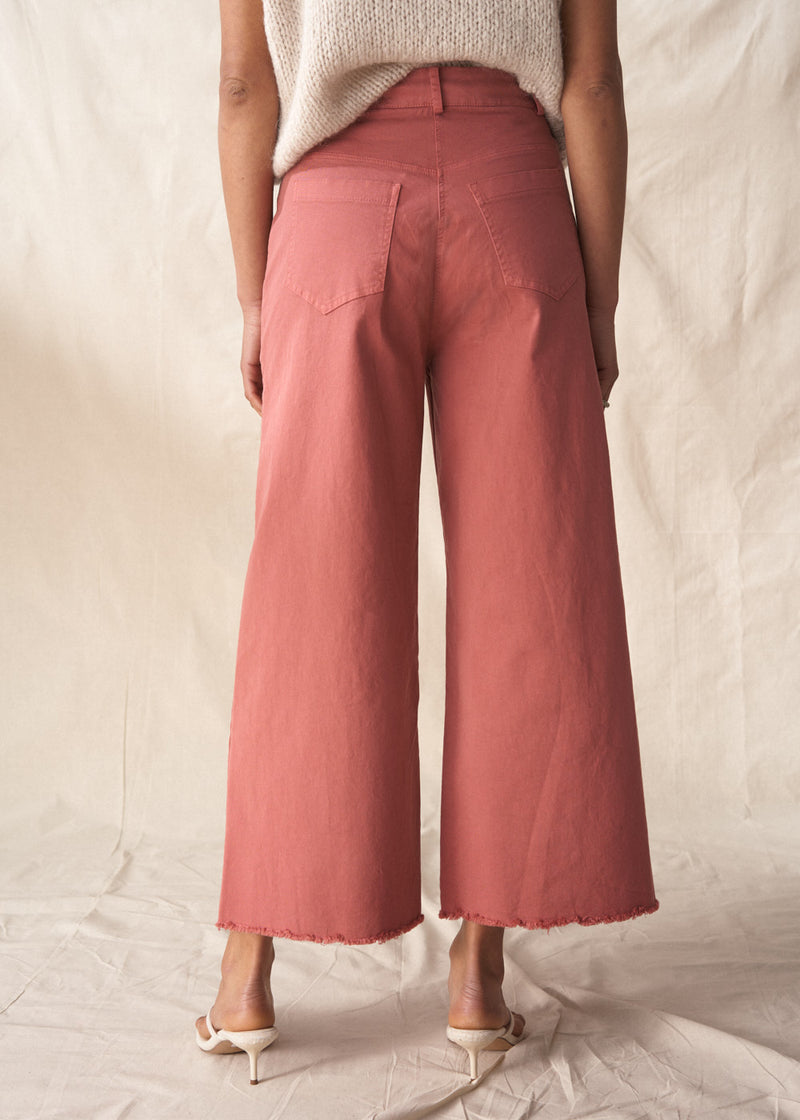 Dark pink stretch cotton trousers