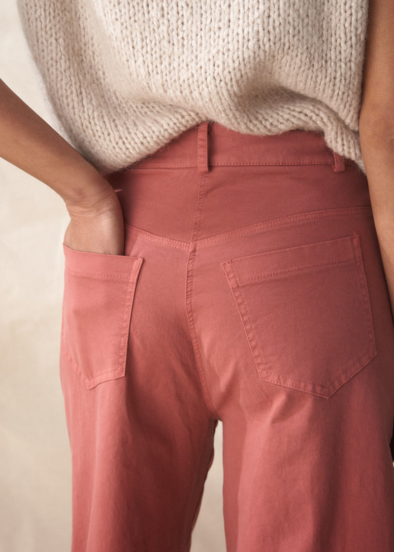 Dark pink stretch cotton trousers