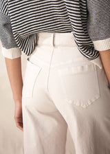 Oatmeal wide leg cotton trousers