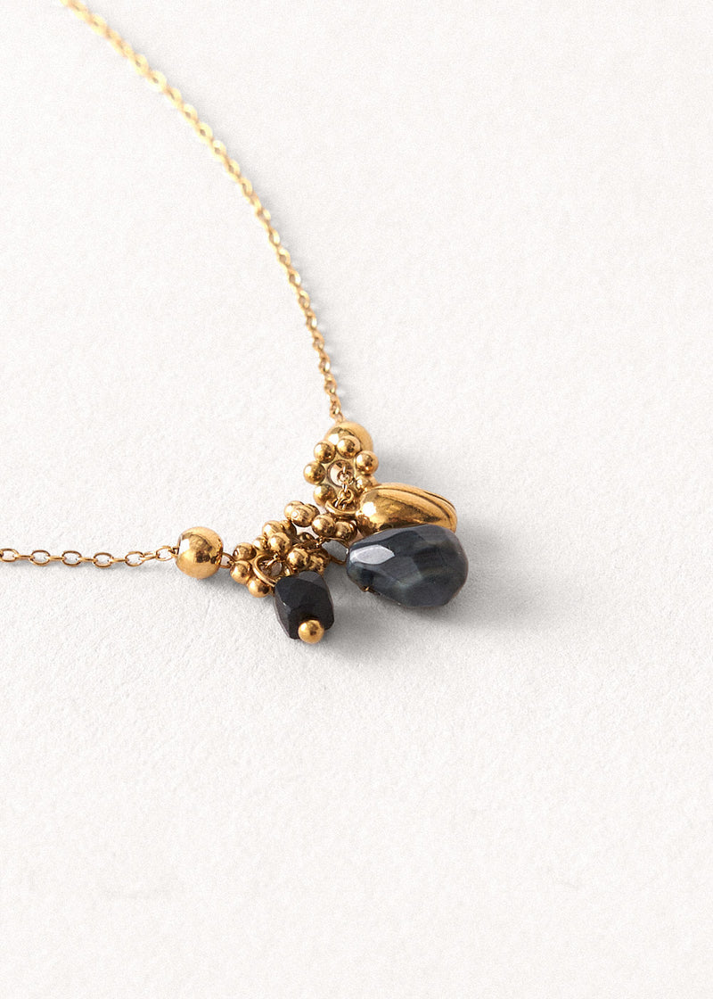 Black cluster charm pendant necklace