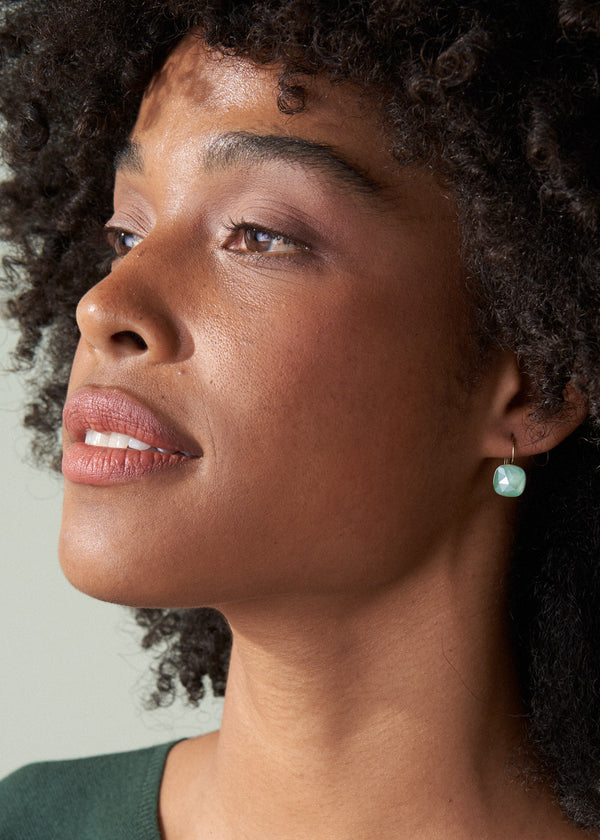 SOFYA GOLD GILDED CRYSTAL DROP EARRINGS - AQUA