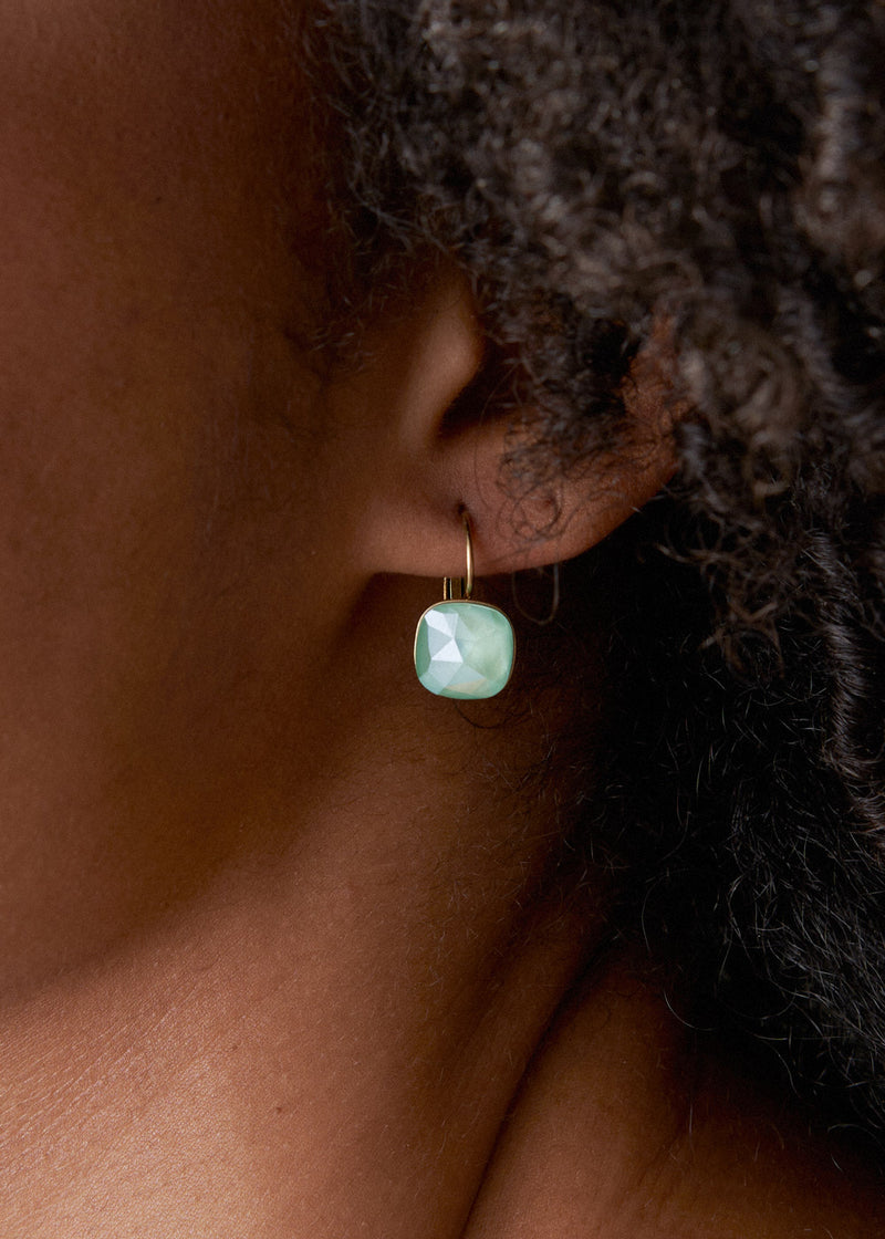 SOFYA GOLD GILDED CRYSTAL DROP EARRINGS - AQUA