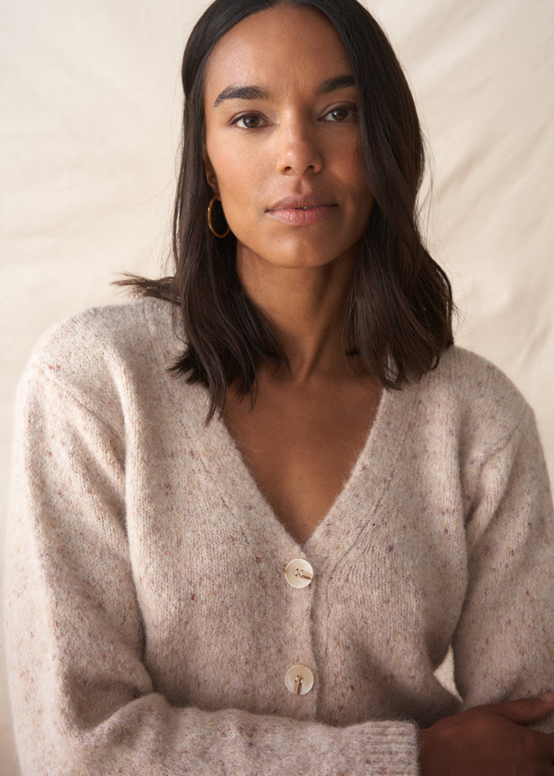 Soft textured oatmeal cardigan