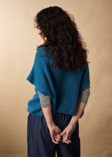 Short sleeve teal button up waistcoat cardigan